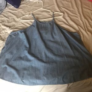 Women's denim smock neck tank